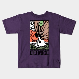 Die Flache Trippy Butterfly Nymph Retro Vintage Poster Kids T-Shirt